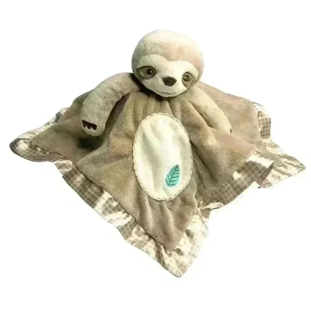 Douglas Baby Lovey Security Blanket Racoon Tan Gingham Check Izey - Picture 2 of 5